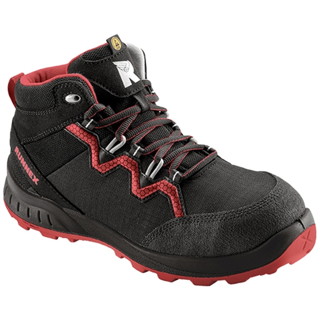 RUNNEX Sicherheitsstiefel TeamStar 5312 S3 SRC ESD Gr. 40 schwarz/rot