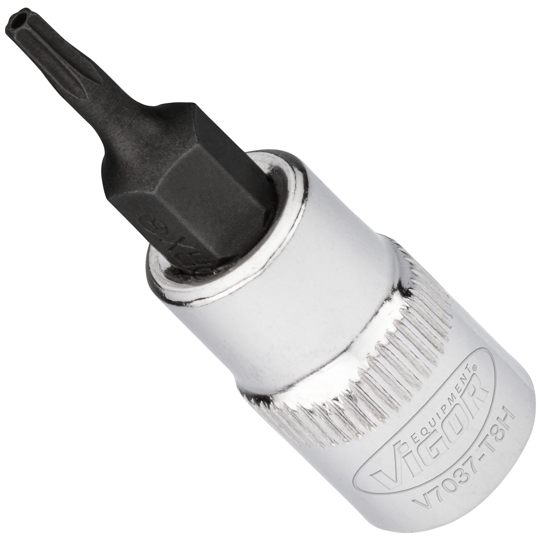 VIGOR Schraubendrehereinsatz, 1/4 (6,3 mm) Vierkant hohl, Tamper Resistant TX Profil, SW T8H