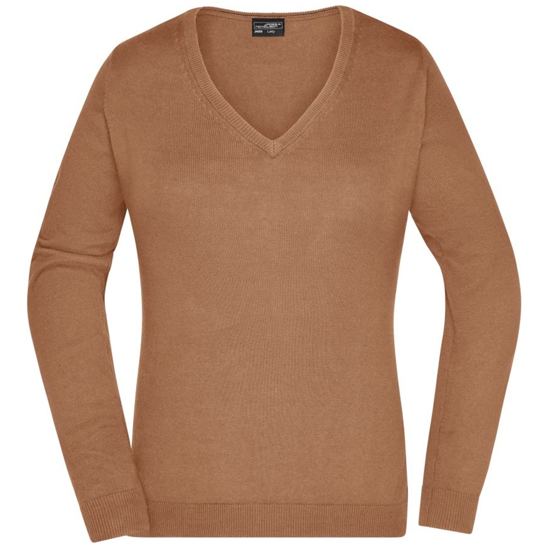 James & Nicholson Damen V-Auschnitt-Pullover JN658 Gr. XS camel