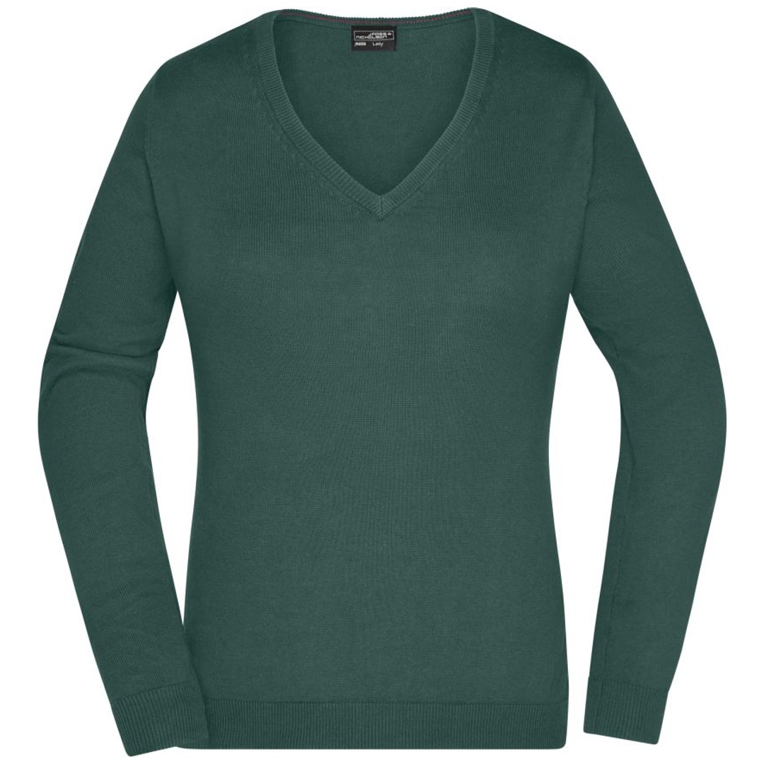 James & Nicholson Damen V-Auschnitt-Pullover JN658 Gr. XS forest-green