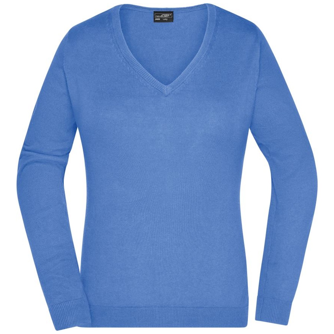 James & Nicholson Damen V-Auschnitt-Pullover JN658 Gr. XL glacier-blue