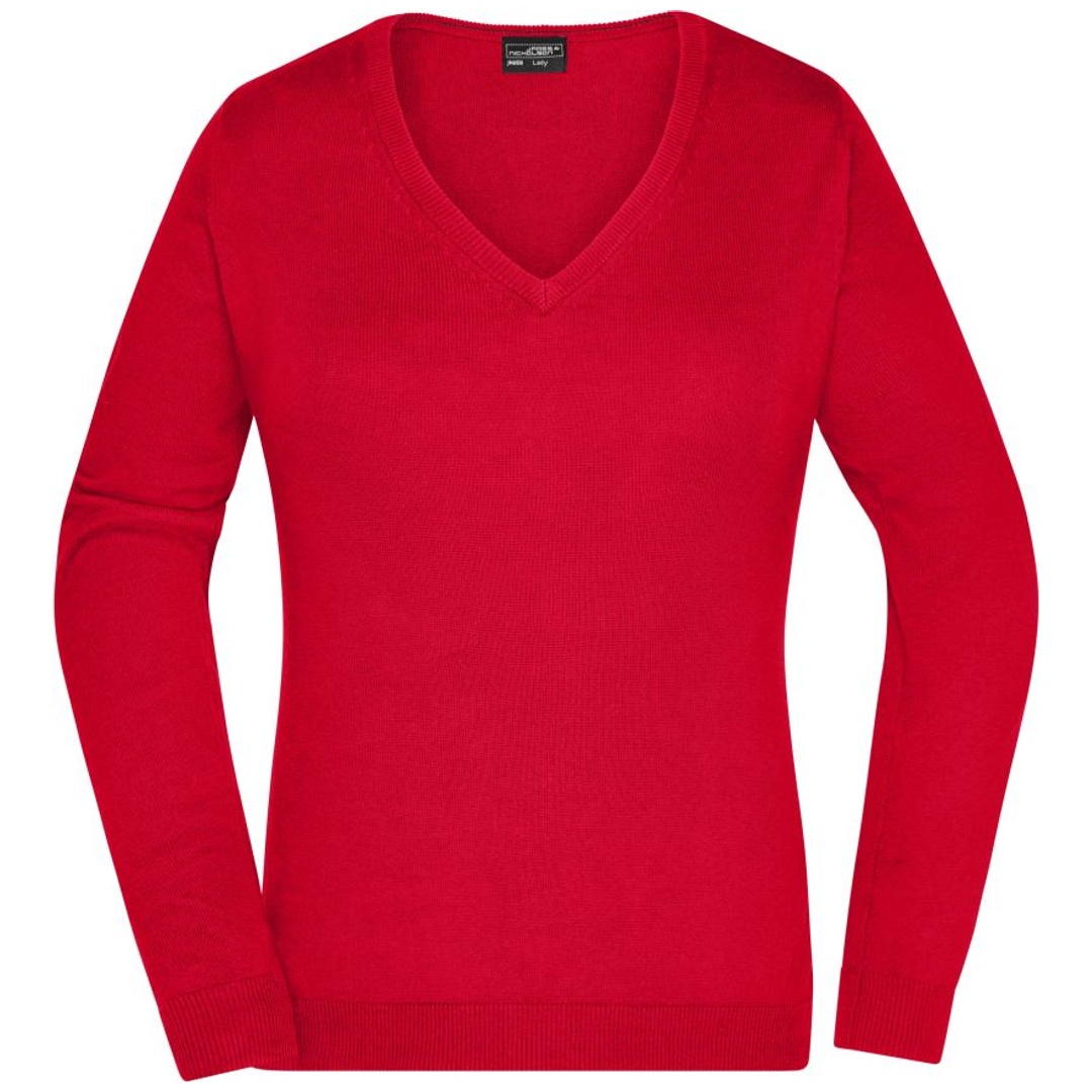James & Nicholson Damen V-Auschnitt-Pullover JN658 Gr. 2XL red