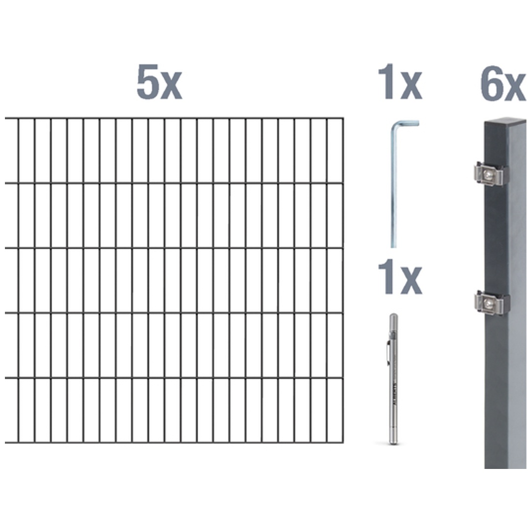 ALBERTS DSM-Set, Typ6/5/6, 2 m, Klemmlasche, anth.kstbe.RAL7016, zE, m.Graphitstift, Höhe 1600 mm