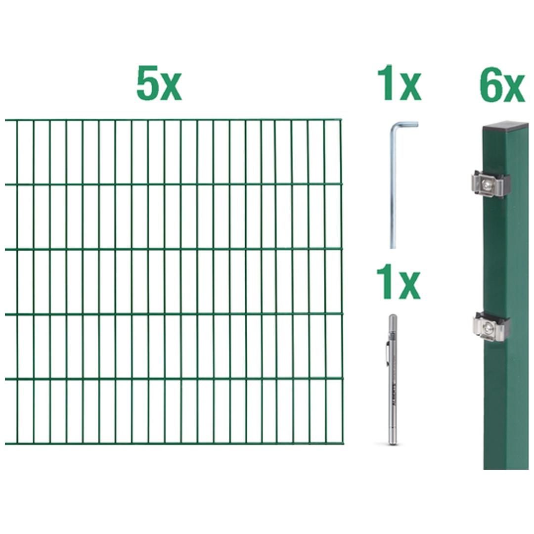 ALBERTS DSM-Set, Typ6/5/6, 2 m, Klemmlasche, grün.kstbe.RAL6005, zE, m.Graphitstift, Höhe 1200 mm