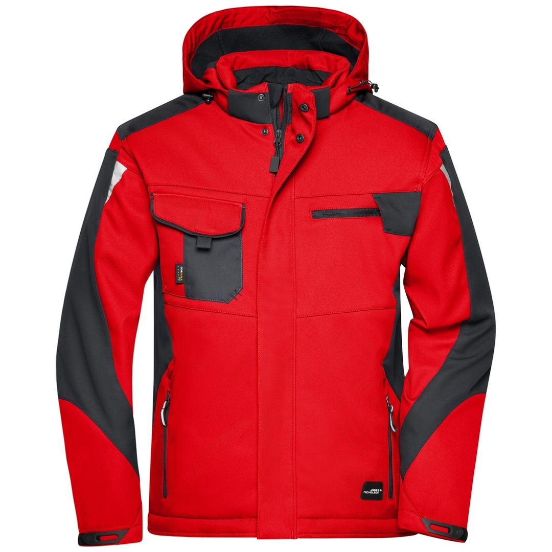 James & Nicholson Professionelle Softshelljacke mit Innenfutter JN824 Gr. L red/black