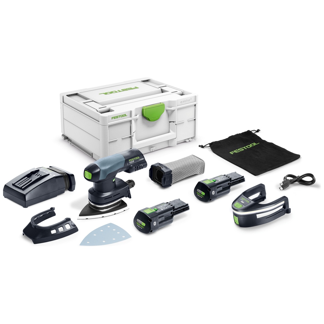 Festool Akku-Deltaschleifer DTSC 400 3,0 I-Plus, incl. 2x Akku 3 Ah, Schnellladegerät, Zubehör, Systainer
