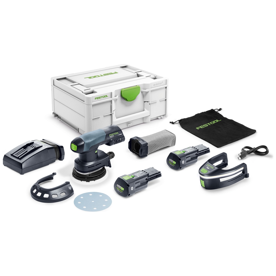 Festool Akku-Exzenterschleifer ETSC 125 3,0 I-Plus, incl. Akku 3 Ah, Schnellladegerät, Zubehör, Systainer