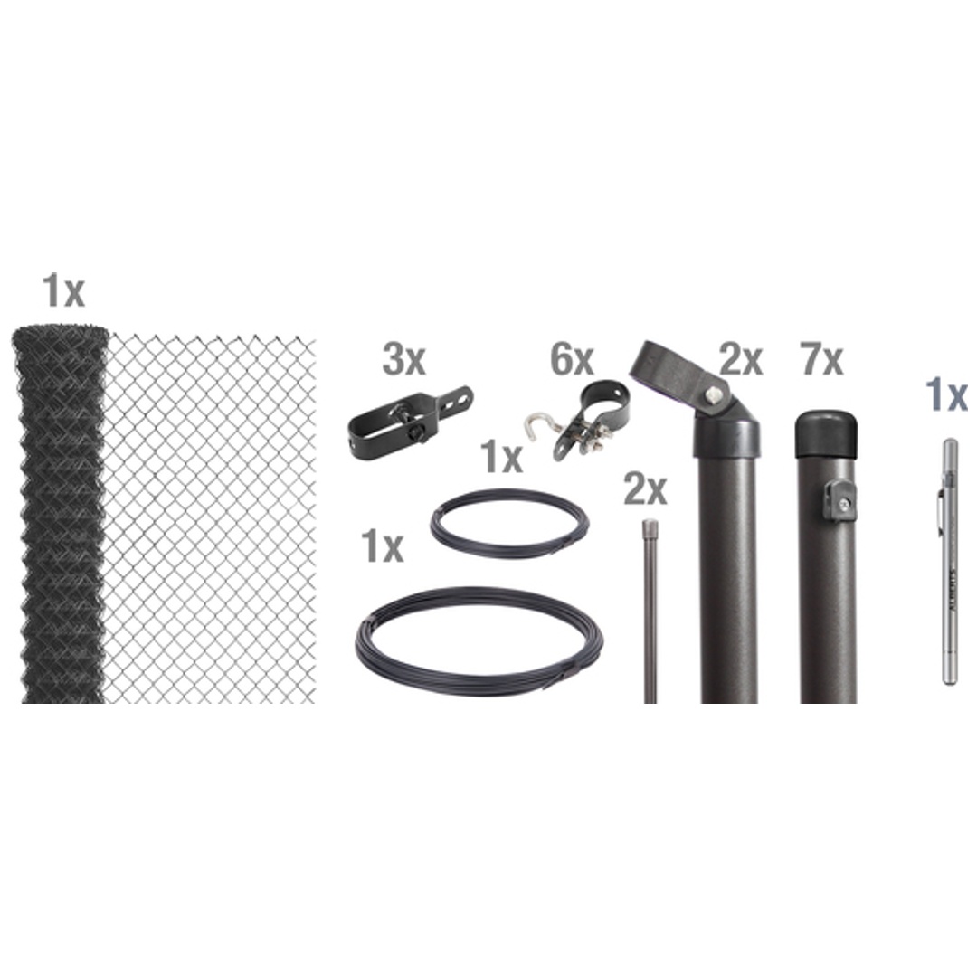 ALBERTS Set Maschendrahtzaun, anth.kstbe., z.E., Graphitstift, Länge 15 m, Höhe 1250 mm