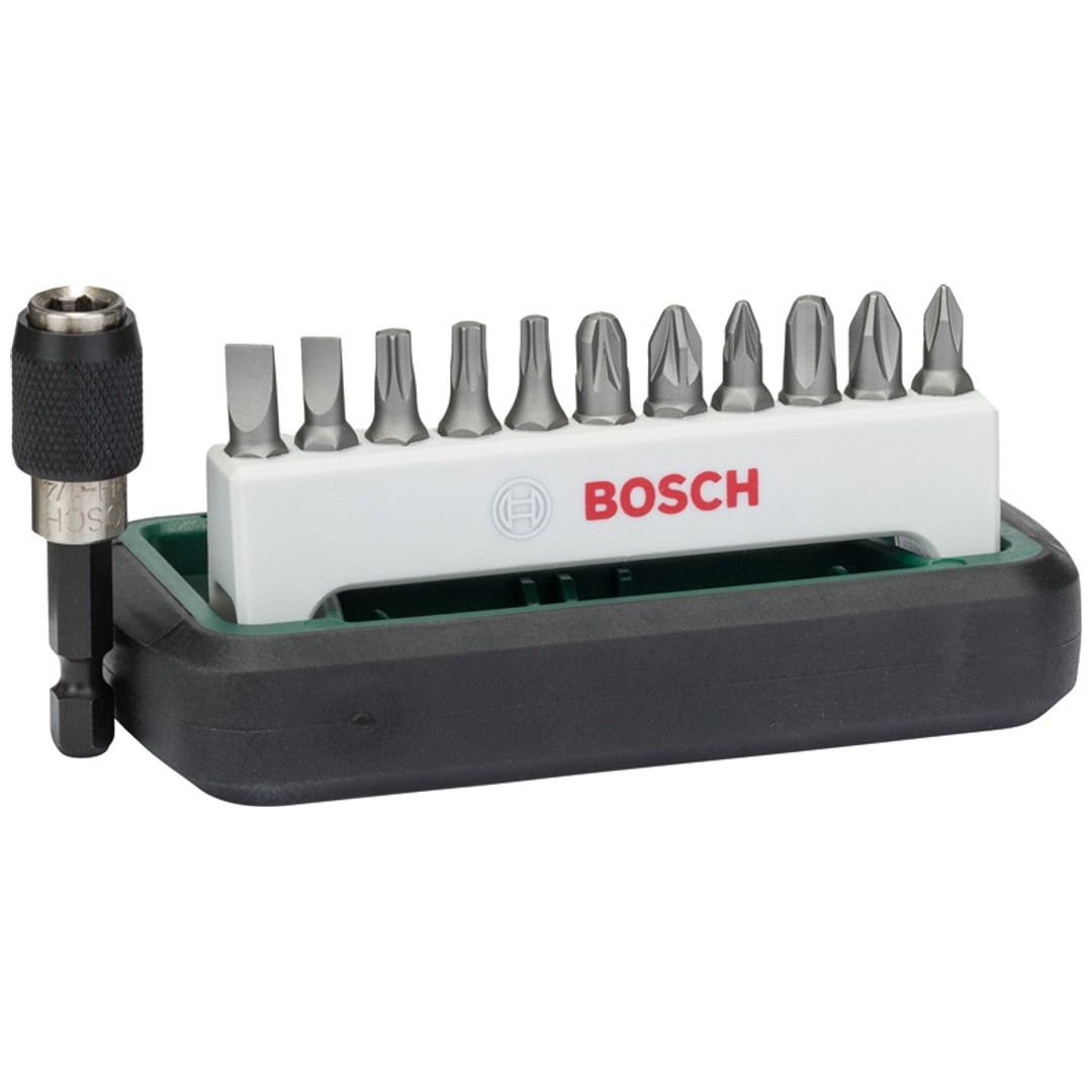 Bosch Schrauberbit-Set Standard, gemischt (S, PH, PZ, T), 12-tlg.