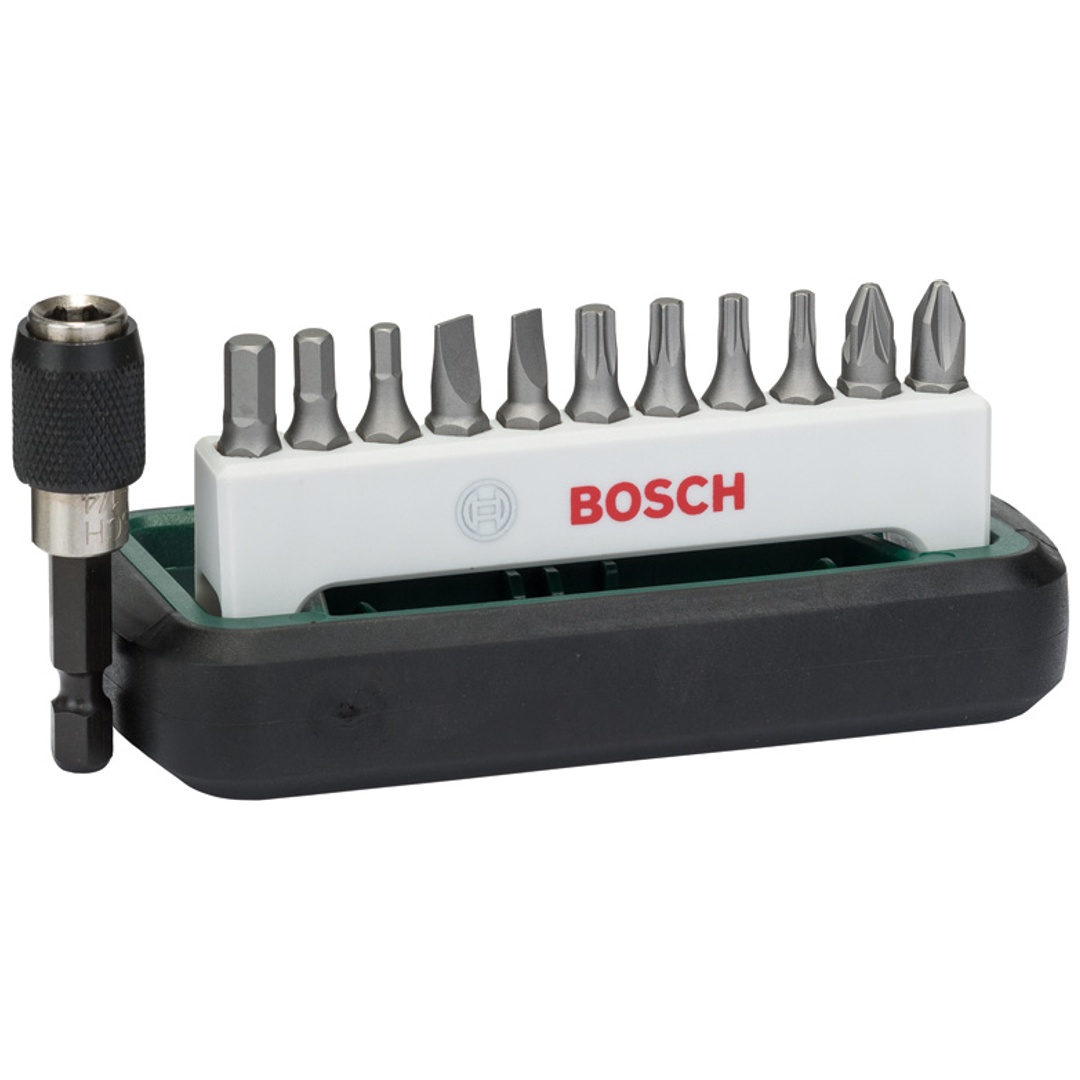 Bosch Schrauberbit-Set Standard, gemischt (S, PH, PZ, HEX, T), 12-tlg.