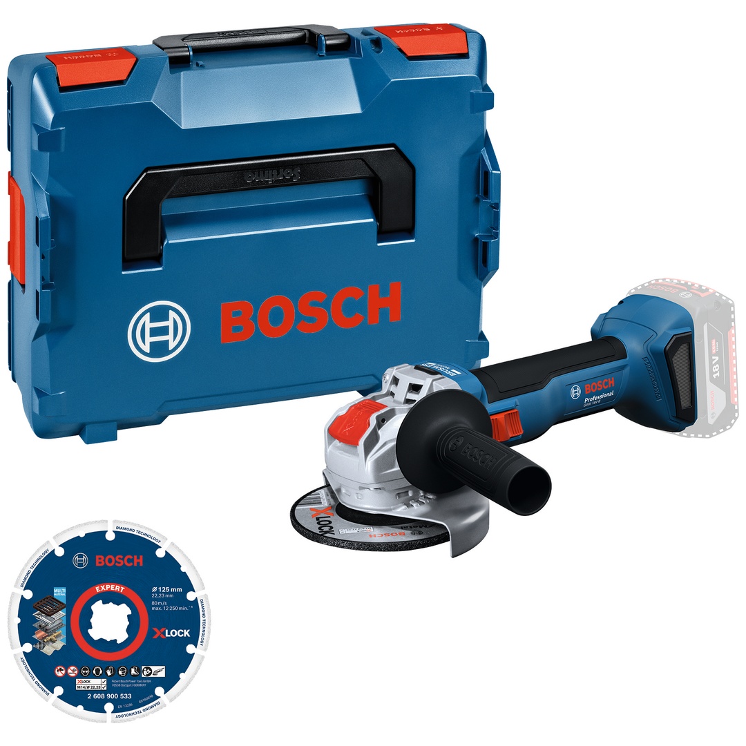 Bosch Professional Bosch Akku-Winkelschleifer GWX 18V-8 + Diamanttrennscheibe in L-BOXX