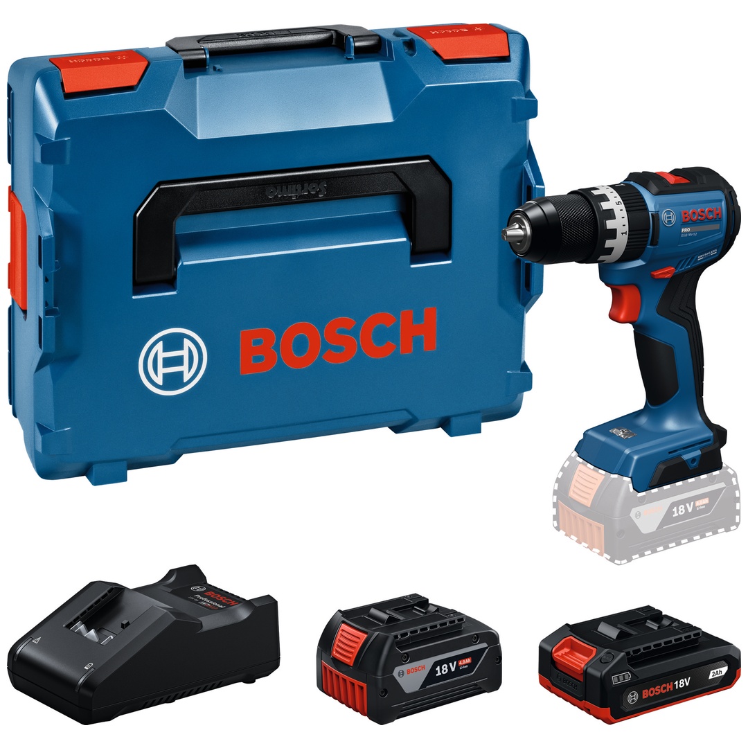 Bosch Professional Bosch Akku-Schlagbohrschrauber GSB18V-52, incl. 2x Akku 2 bzw. 4 Ah, Ladegerät, L-BOXX
