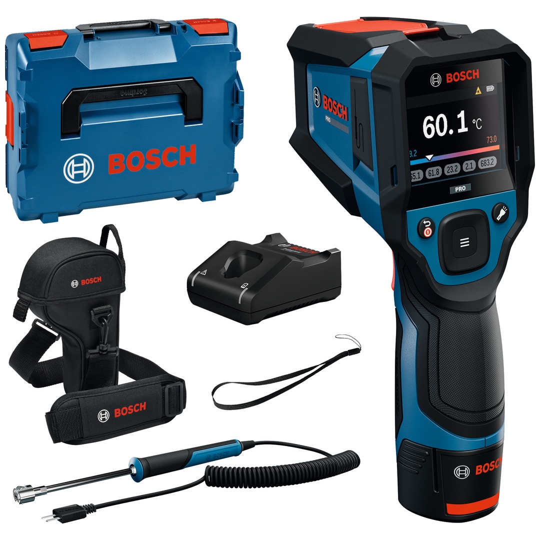 Bosch Professional Bosch Thermodetektor GIS12V-800-16, incl. 1x Akku 2 Ah, Schnellladegerät, Zubehör, L-BOXX