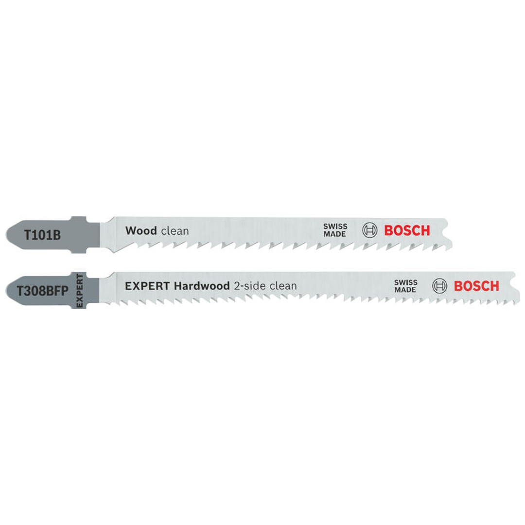 Bosch Stichsägeblätter Set T101B und EXPERT Hardwood 2-side clean T308BFP, 26-tlg.