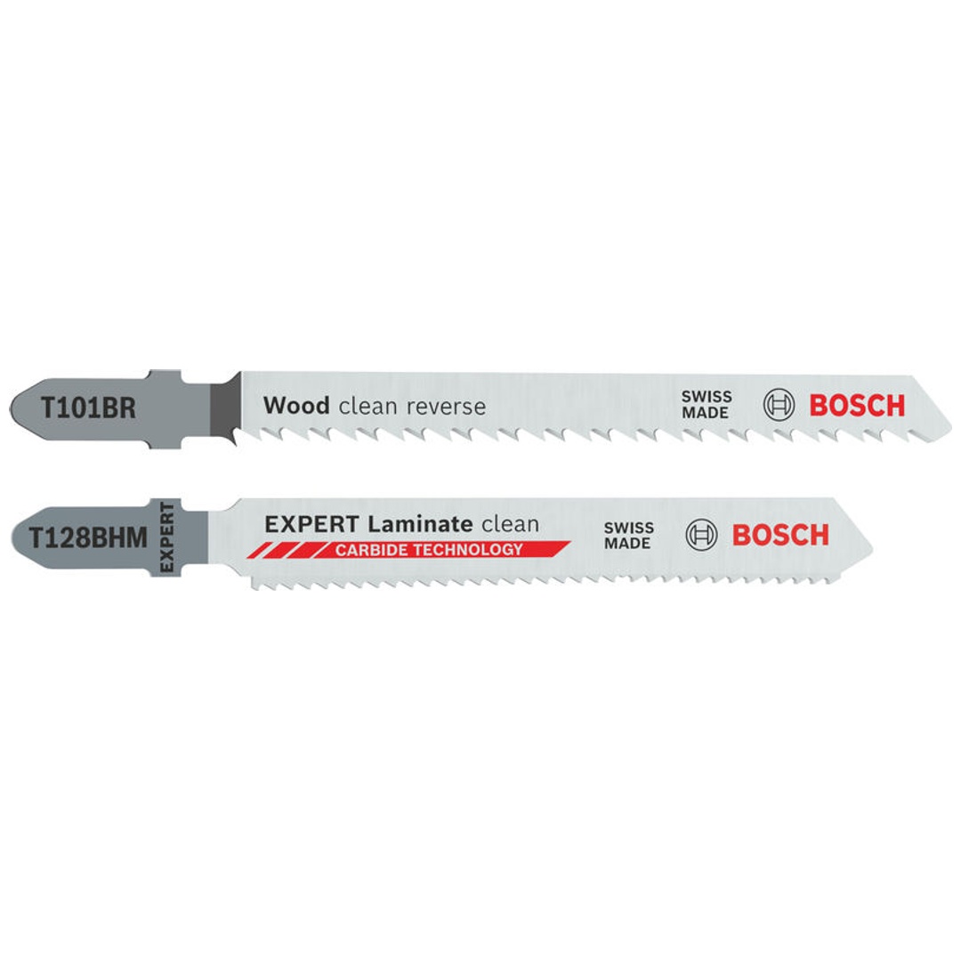Bosch Stichsägeblätter Set T101BR und EXPERT Laminate clean T128BHM, 26-tlg.