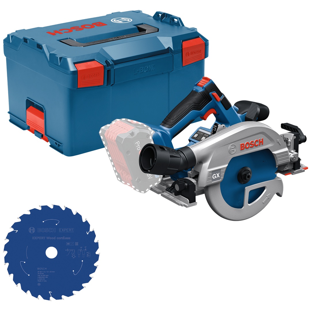 Bosch Professional Bosch Werkzeug-Set: Akku-Kreissäge GKS 18V-57 GX + Sägeblatt in L-BOXX