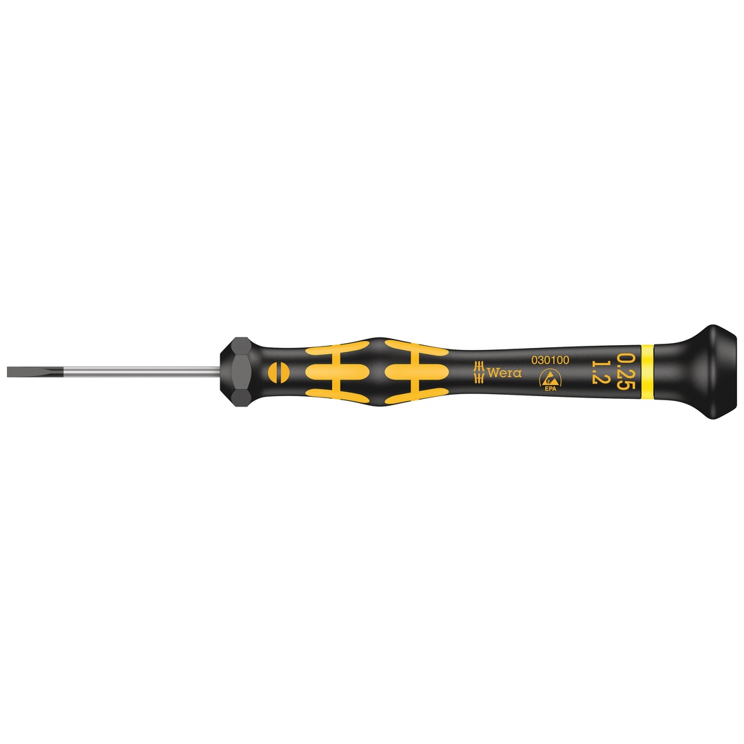 Wera 1578 A ESD Kraftform Micro Schlitz-Schraubendreher, 0,25 x 1,2 x 40 mm
