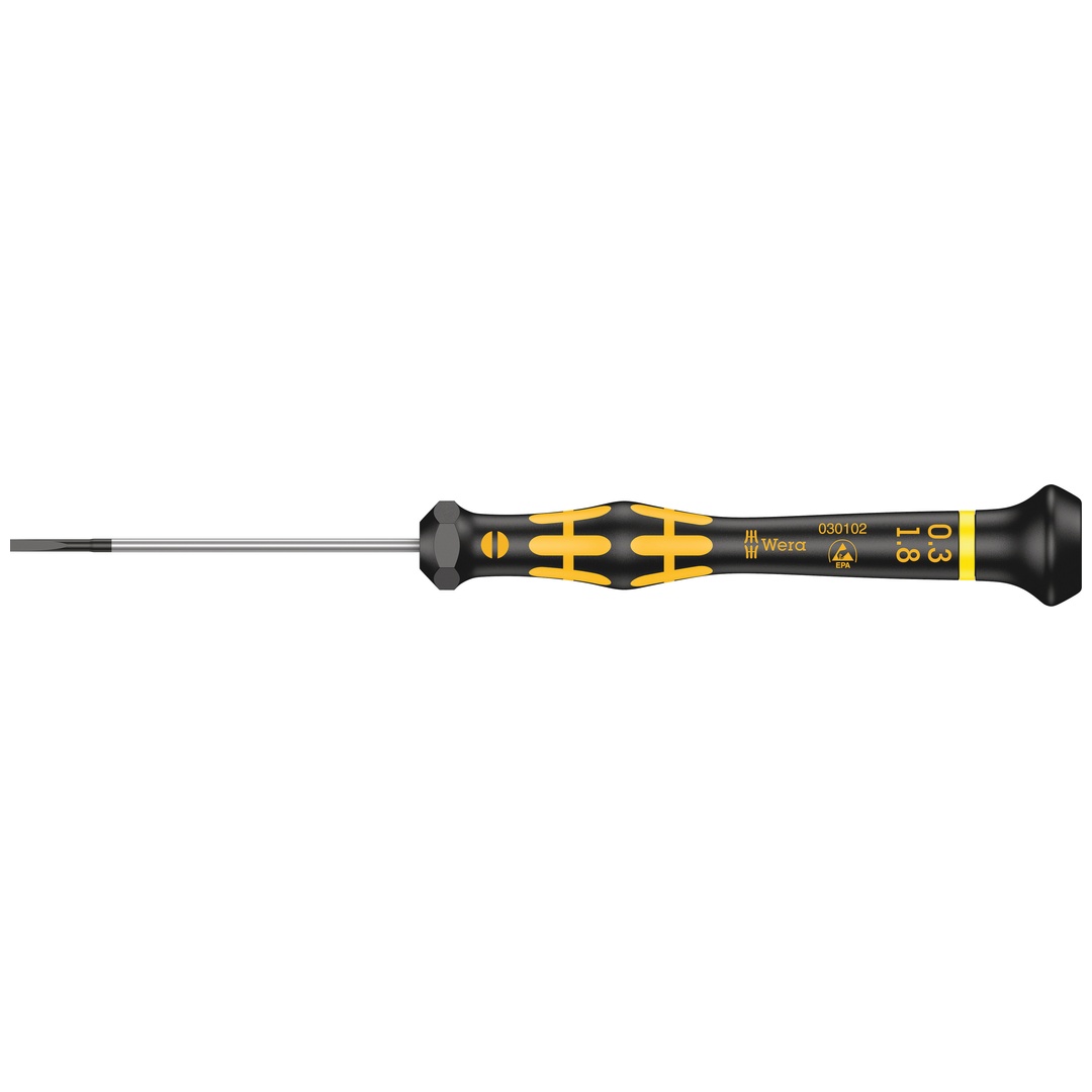 Wera 1578 A ESD Kraftform Micro Schlitz-Schraubendreher, 0,30 x 1,8 x 60 mm