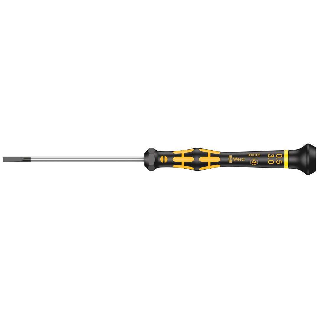 Wera 1578 A ESD Kraftform Micro Schlitz-Schraubendreher, 0,50 x 3 x 80 mm