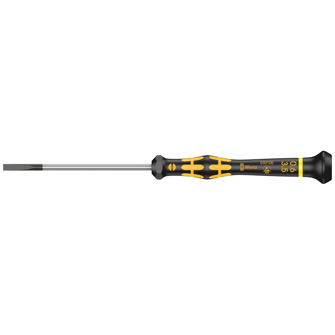 Wera 1578 A ESD Kraftform Micro Schlitz-Schraubendreher, 0,60 x 3,5 x 80 mm