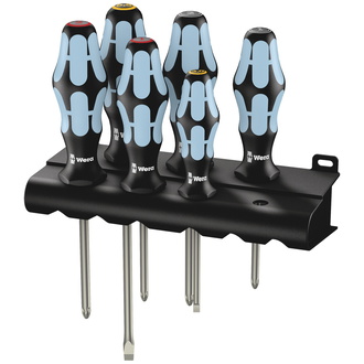 Wera 3334/3350/3355/6 Schraubendrehersatz, Edelstahl + Rack, 6-tlg.