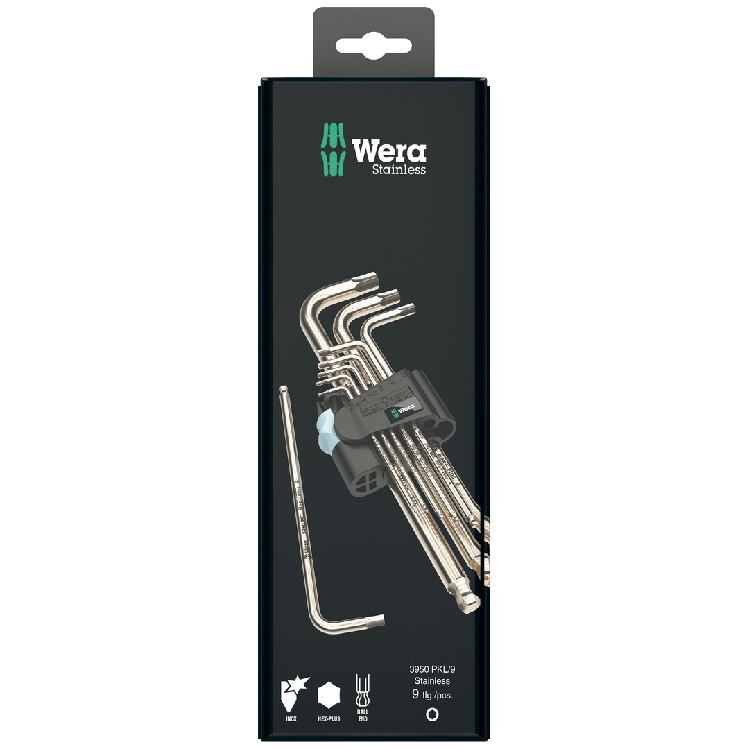 Wera 3950 PKL/9 SB Winkelschlüsselsatz, metrisch, Edelstahl