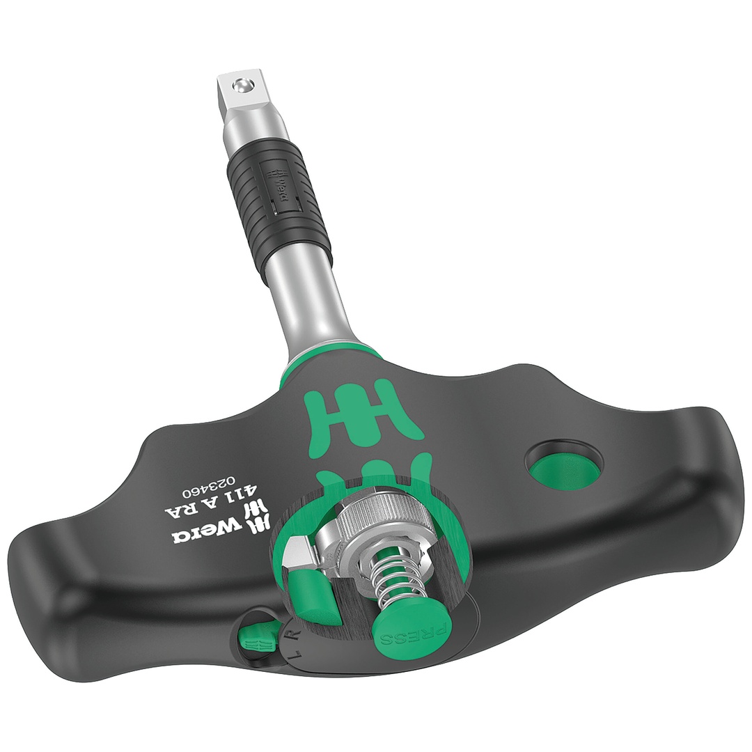 Wera 411 A RA Quergriff-Adapterschraubendreher mit Ratschenfunktion, 1/4, 1/4 x 45 mm
