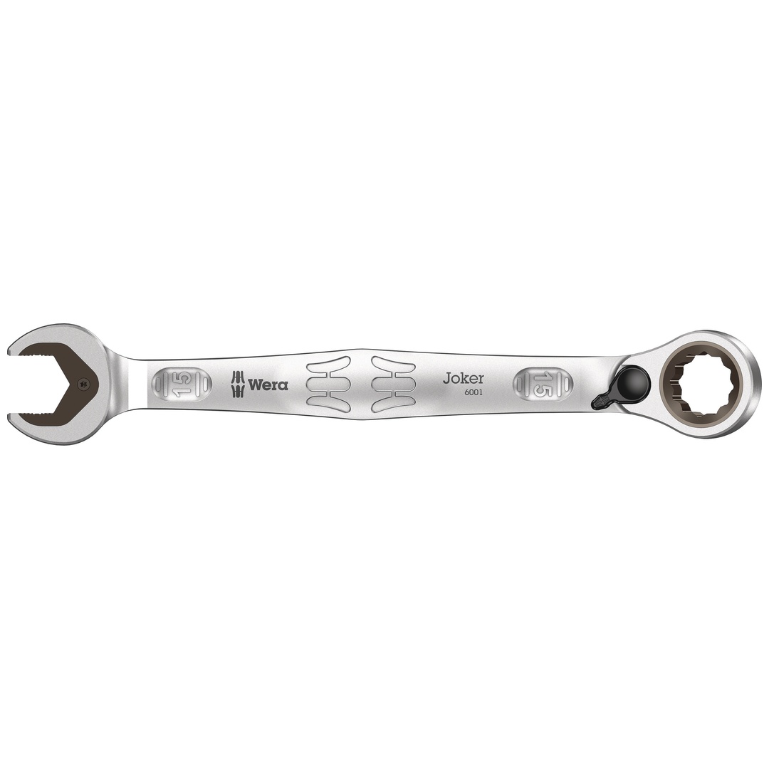 Wera Joker Maul-Ringratschen-Schlüssel, 15 x 200 mm, Ratschenseite 15° abgewinkelt