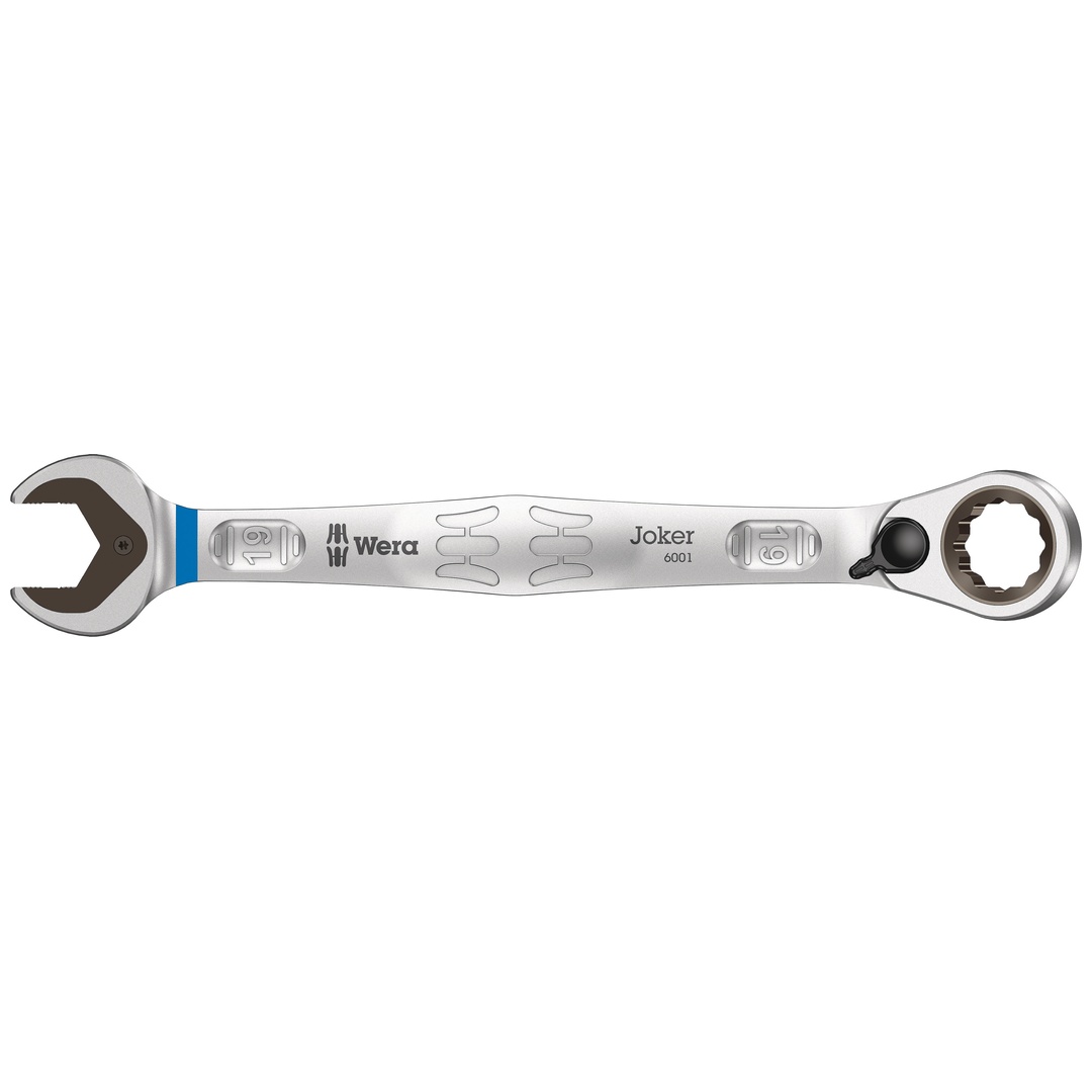 Wera Joker Maul-Ringratschen-Schlüssel, 19 x 246 mm, Ratschenseite 15° abgewinkelt