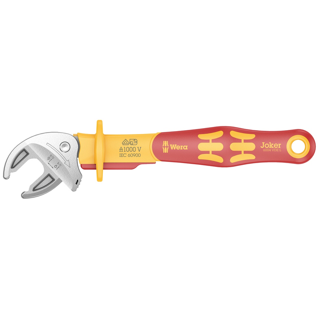 Wera 6004 Joker VDE L VDE-isolierter selbstjustierender Maulschlüssel, 16-19 x 5/8-3/4 x 226 mm