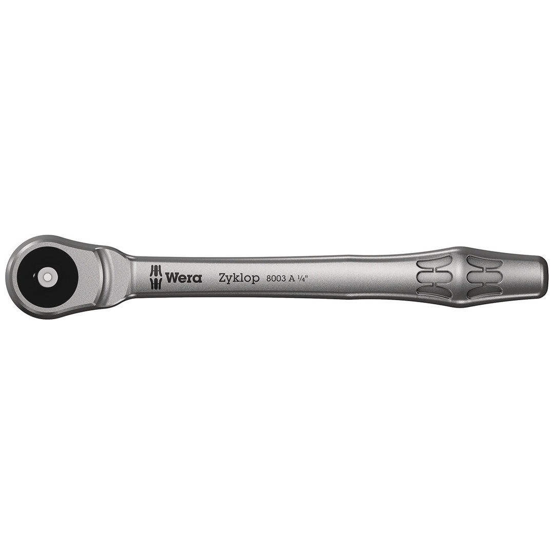 Wera 8003 A Zyklop Metal-Knarre mit Durchsteckvierkant mit 1/4-Antrieb, 1/4 x 141 mm