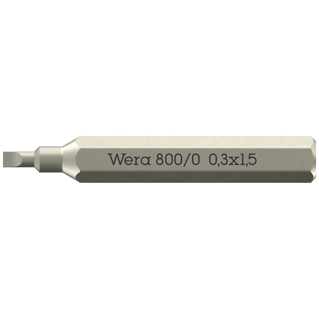 Wera 800/0 Micro Bits für Schlitzschrauben, 0,3 x 1,5 x 30 mm