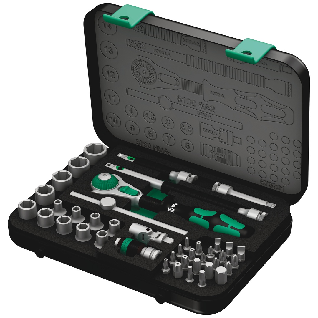 Wera 8100 SA 2 Zyklop Speed-Knarrensatz, 1/4-Antrieb, metrisch, 42-tlg.