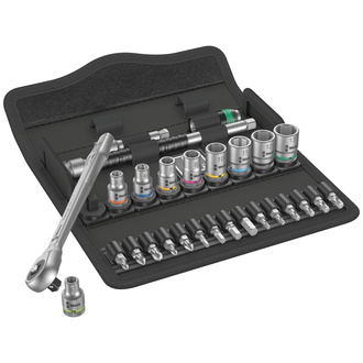 Wera 8100 SA 7 Zyklop Metal-Knarrensatz, Durchsteckvierkant, 1/4"-Antrieb, metrisch, 28-tlg.