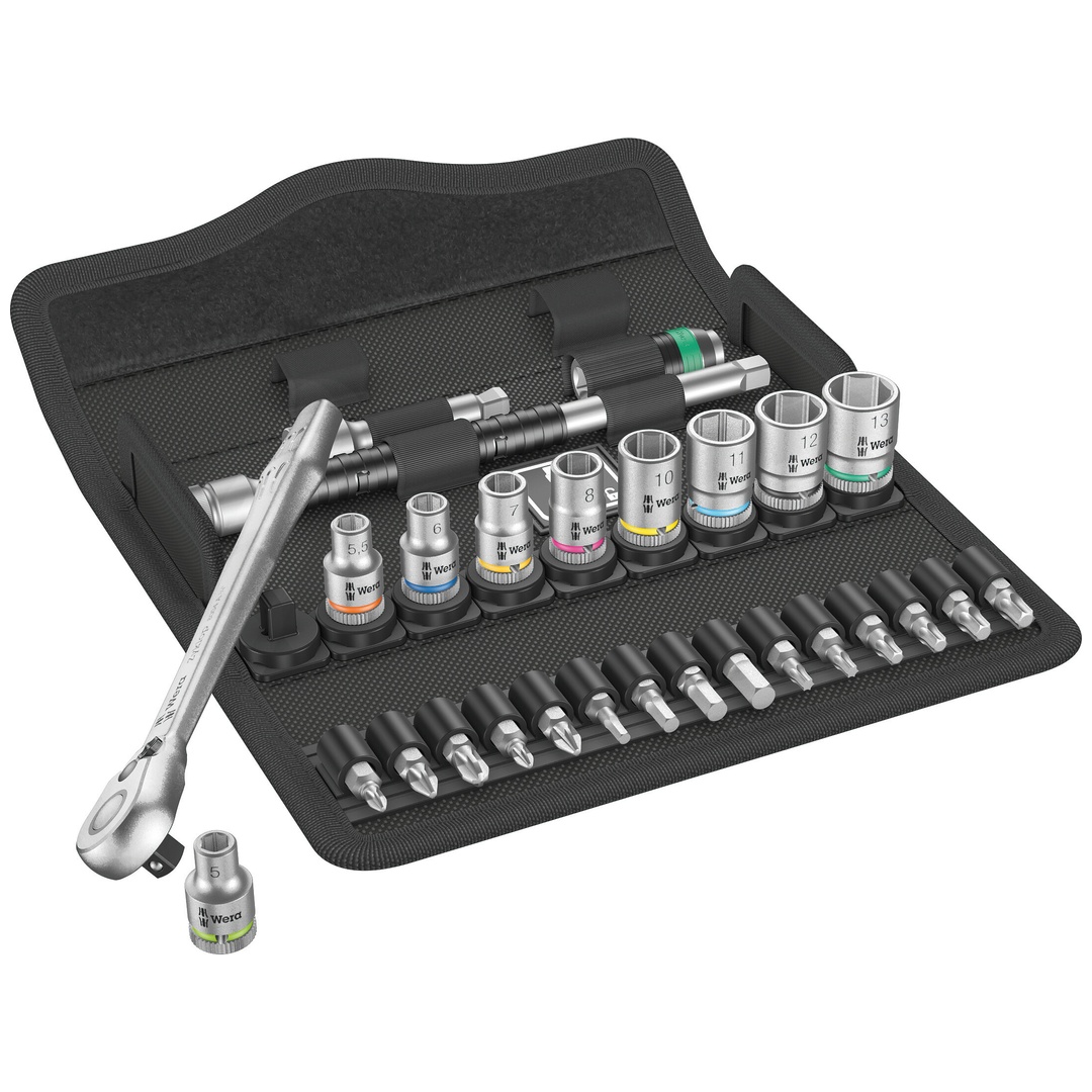 Wera 8100 SA 8 Zyklop Metal-Knarrensatz, Umschalthebel, 1/4-Antrieb, metrisch, 28-tlg.