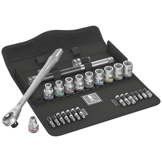 Wera 8100 SC 10 Zyklop Metal-Knarrensatz, Durchsteckvierkant, 1/2"-Antrieb, zöllig, 28-tlg.