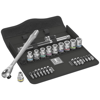 Wera 8100 SC 7 Zyklop Metal-Knarrensatz, Durchsteckvierkant, 1/2"-Antrieb, metrisch, 28-tlg.