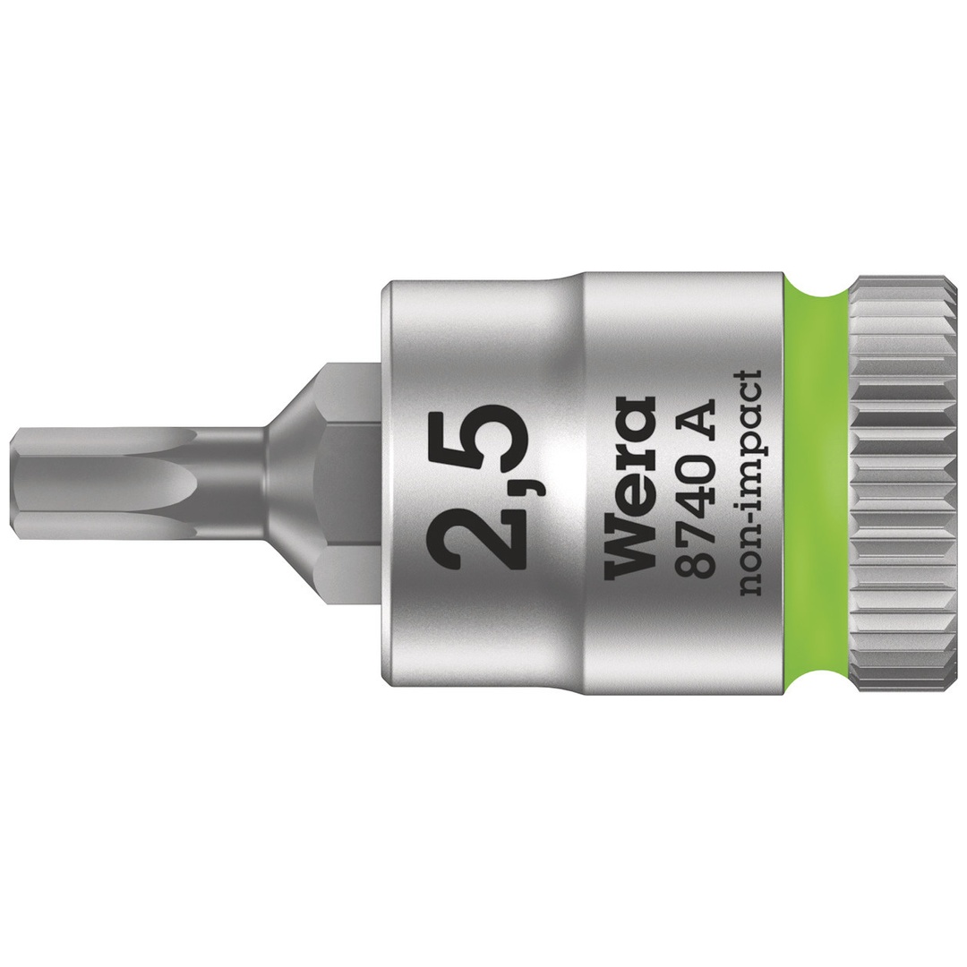 Wera 8740 A Zyklop Bitnuss mit 1/4-Antrieb, für Innensechskantschrauben, 2,5 x 28 mm
