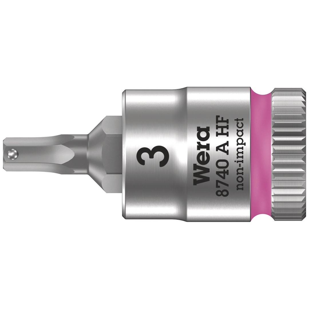 Wera 8740 A HF Zyklop Bitnuss mit 1/4-Antrieb, mit Haltefunktion für Innensechskantschrauben, 3 x 28 mm