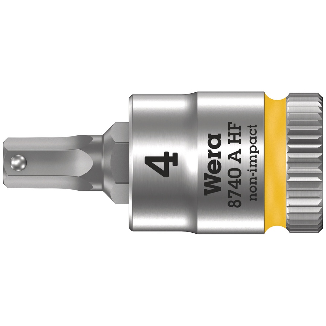 Wera 8740 A HF Zyklop Bitnuss mit 1/4-Antrieb, mit Haltefunktion für Innensechskantschrauben, 4 x 28 mm