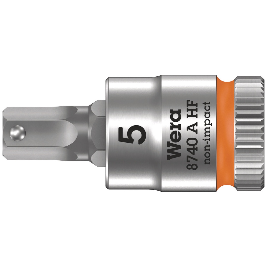 Wera 8740 A HF Zyklop Bitnuss mit 1/4-Antrieb, mit Haltefunktion für Innensechskantschrauben, 5 x 28 mm