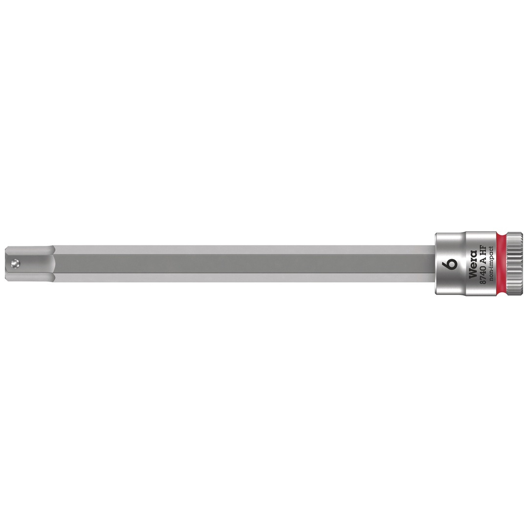 Wera 8740 A HF Zyklop Bitnuss mit 1/4-Antrieb, mit Haltefunktion für Innensechskantschrauben, 6 x 100 mm