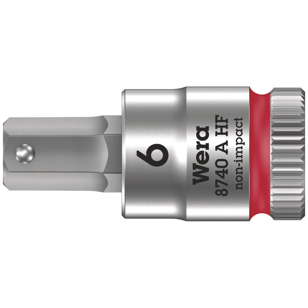 Wera 8740 A HF Zyklop Bitnuss mit 1/4-Antrieb, mit Haltefunktion für Innensechskantschrauben, 6 x 28 mm