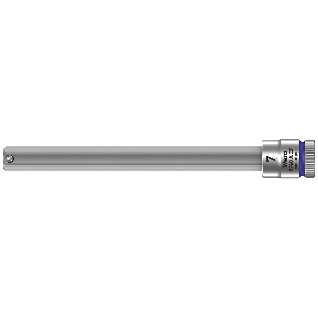 Wera 8740 A HF Zyklop Bitnuss mit 1/4-Antrieb, mit Haltefunktion für Innensechskantschrauben, 7 x 100 mm
