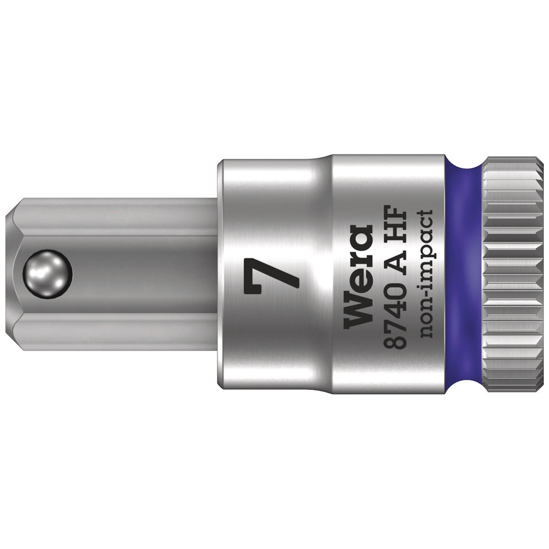 Wera 8740 A HF Zyklop Bitnuss mit 1/4-Antrieb, mit Haltefunktion für Innensechskantschrauben, 7 x 28 mm