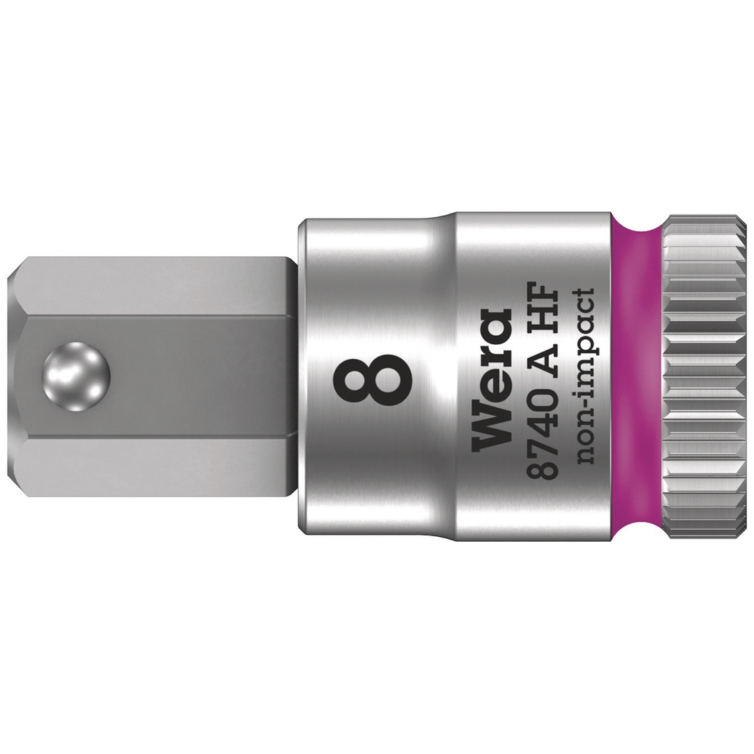 Wera 8740 A HF Zyklop Bitnuss mit 1/4-Antrieb, mit Haltefunktion für Innensechskantschrauben, 8 x 28 mm