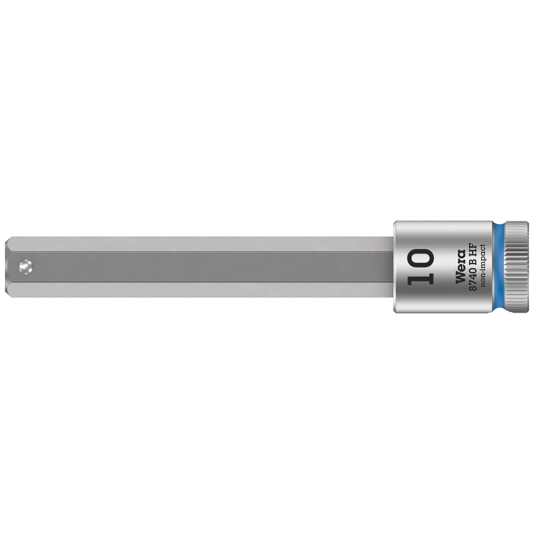 Wera 8740 B HF Zyklop Bitnuss mit 3/8-Antrieb, mit Haltefunktion für Innensechskantschrauben, 10 x 100 mm