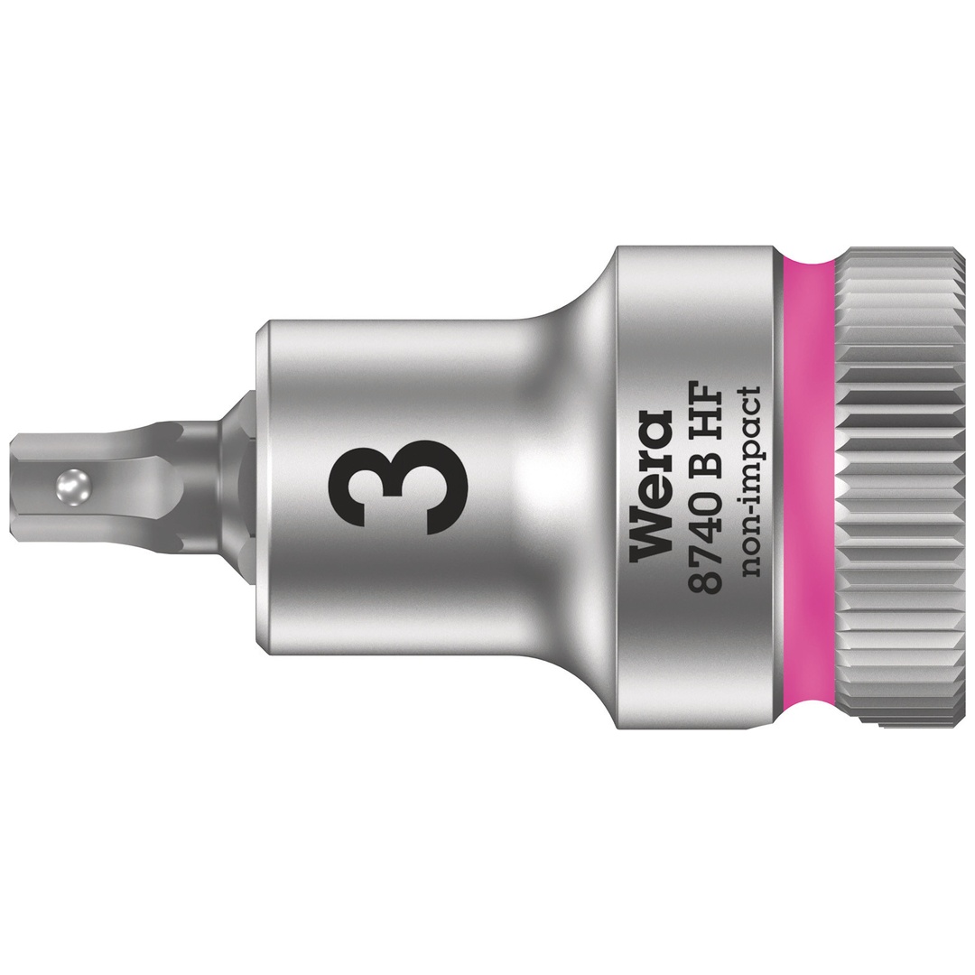 Wera 8740 B HF Zyklop Bitnuss mit 3/8-Antrieb, mit Haltefunktion für Innensechskantschrauben, 3 x 35 mm