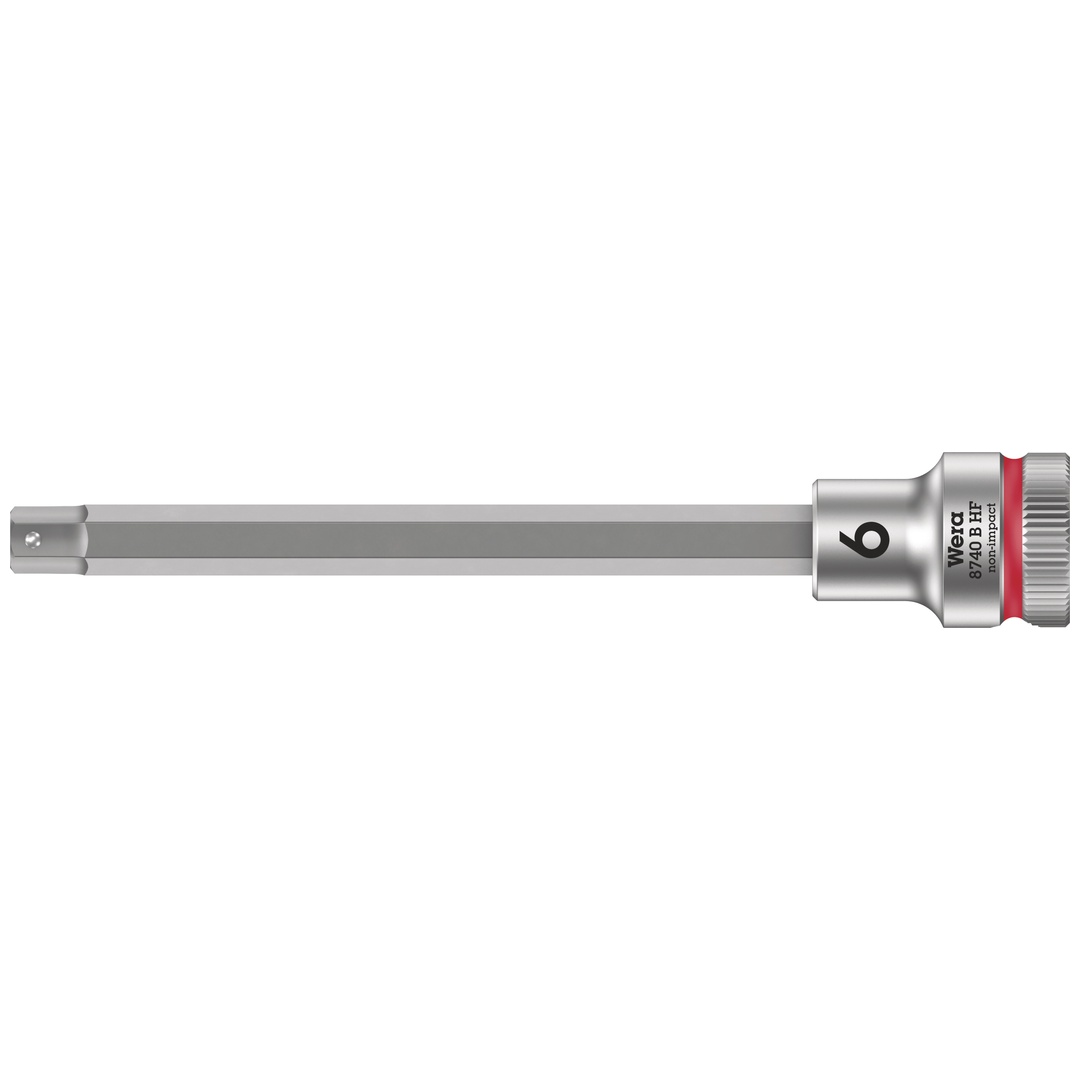 Wera 8740 B HF Zyklop Bitnuss mit 3/8-Antrieb, mit Haltefunktion für Innensechskantschrauben, 6 x 107 mm