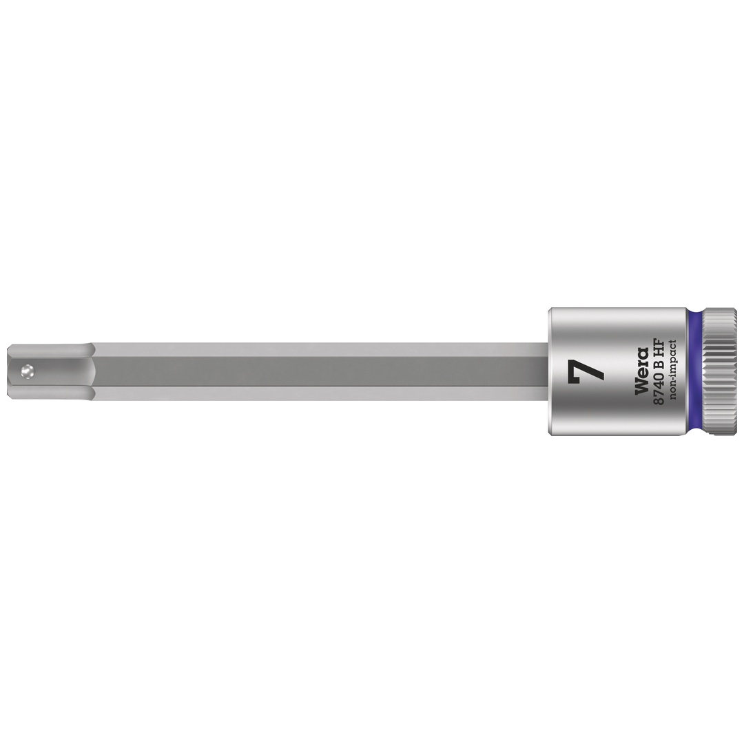 Wera 8740 B HF Zyklop Bitnuss mit 3/8-Antrieb, mit Haltefunktion für Innensechskantschrauben, 7 x 100 mm